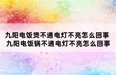 九阳电饭煲不通电灯不亮怎么回事 九阳电饭锅不通电灯不亮怎么回事